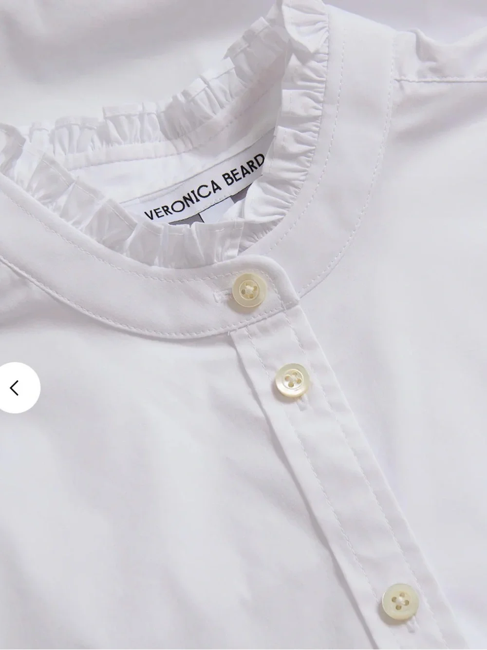 Veronica Beard White Ruffle-Trim Button-Front Shirt - Picture 3 of 5